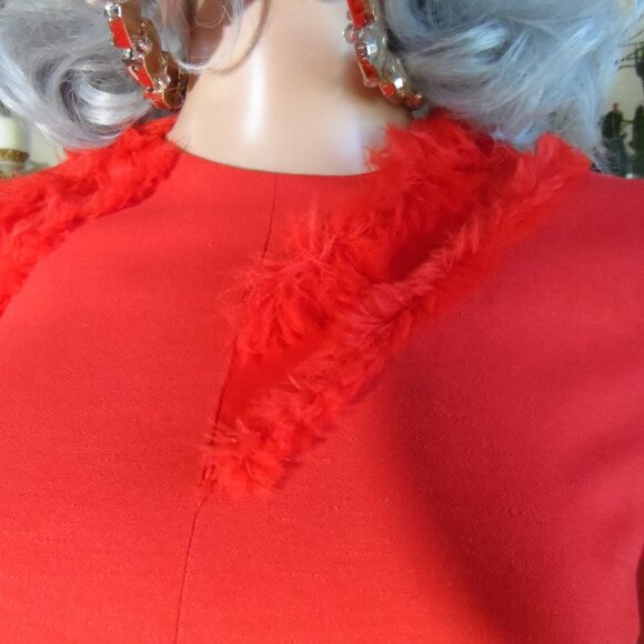 Altuzarra Vibrant Red Sheath Dress w/Asymetrical Fringe Detail Sise FR 36- US 4 - Picture 9 of 16